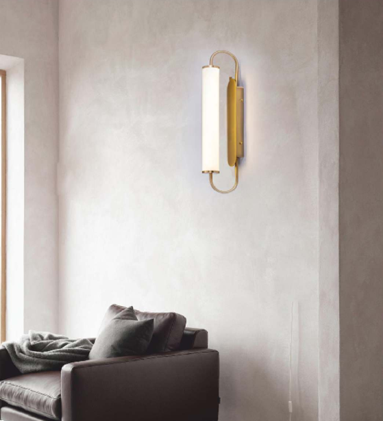 REGAL WHITE AND ANTIQUE BRASS WALL LAMP