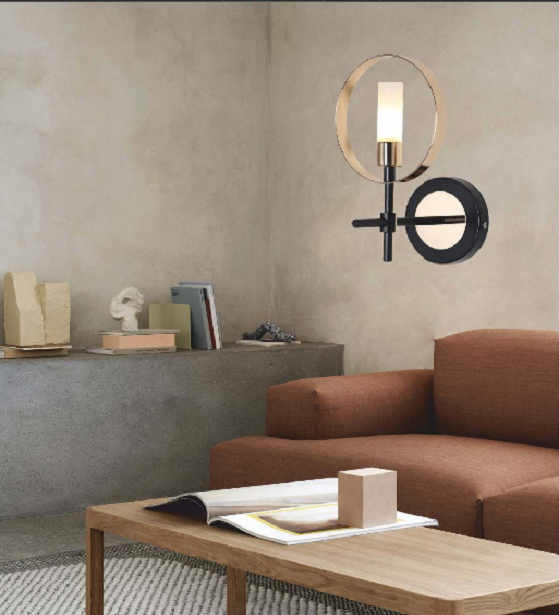 SLICK FRENCH GOLD AND BLACK WALL LAMP