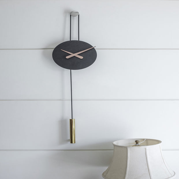 RUSTIC BLACK PENDULUM WALL CLOCK
