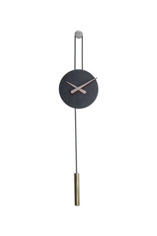 RUSTIC BLACK PENDULUM WALL CLOCK