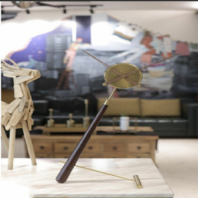 WOODEN CLOCK WITH BRASS TOUCH