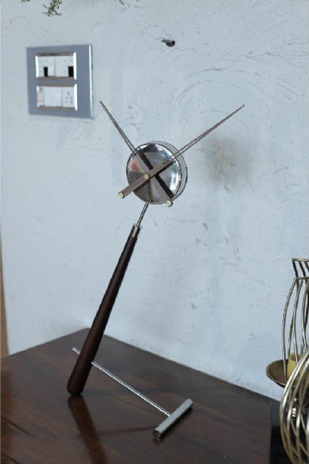 WOODEN CLOCK WITH BRASS TOUCH