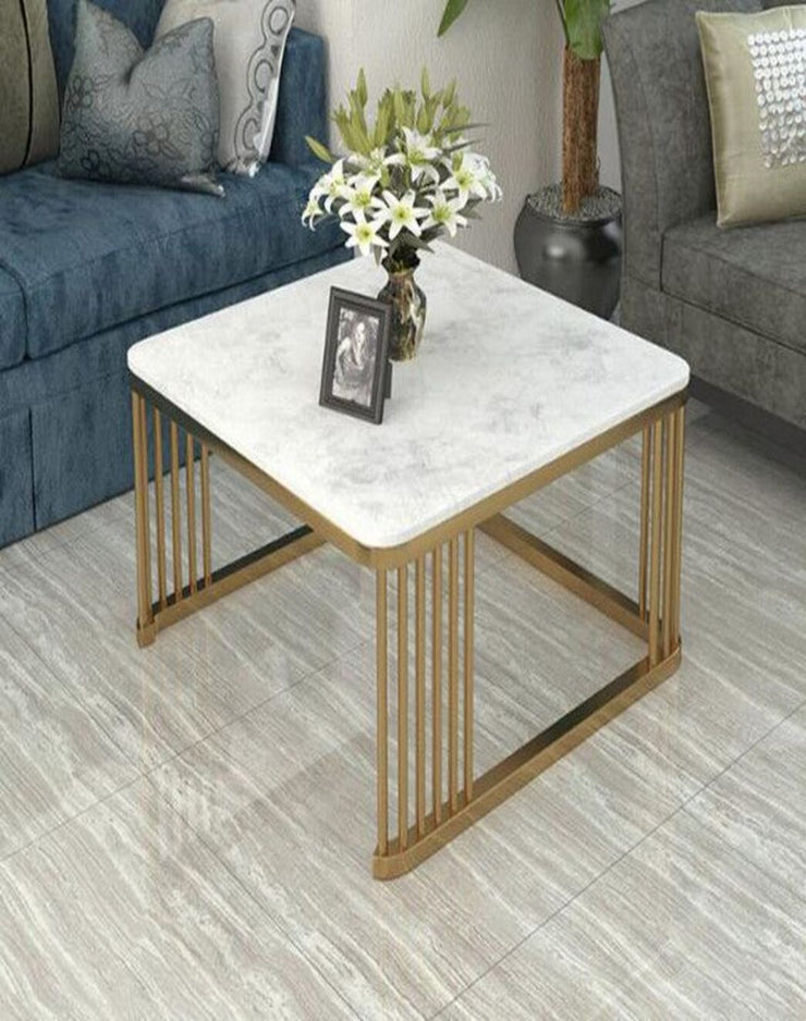 NESTING SQUARE CENTER TABLE WITH MARBLE TOP