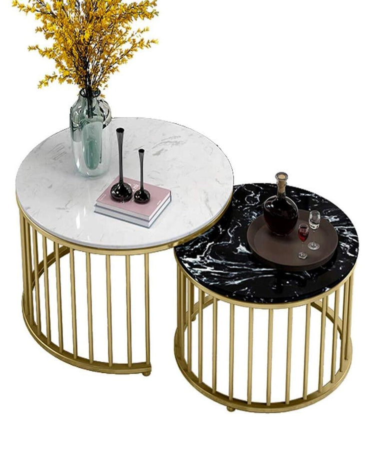 SPHERICAL TWO COLOR NESTING COFFEE TABLE