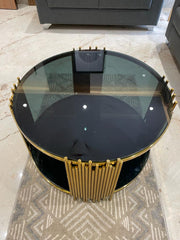ELLIPTICAL GLASS ANODIZE CENTER TABLE