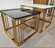 2 COLOR MARBLE TOP SIDE COFFEE TABLES