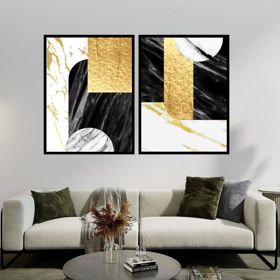DEBONAIR ABSTRACT PICTURE FRAMES WITH GLASS- SET OF TWO