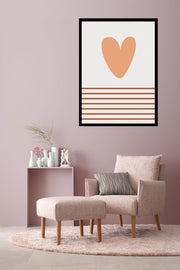 TERRACOTTA MID CENTURY ABSTRACT WALL ART WITH GLASS-SINGLE