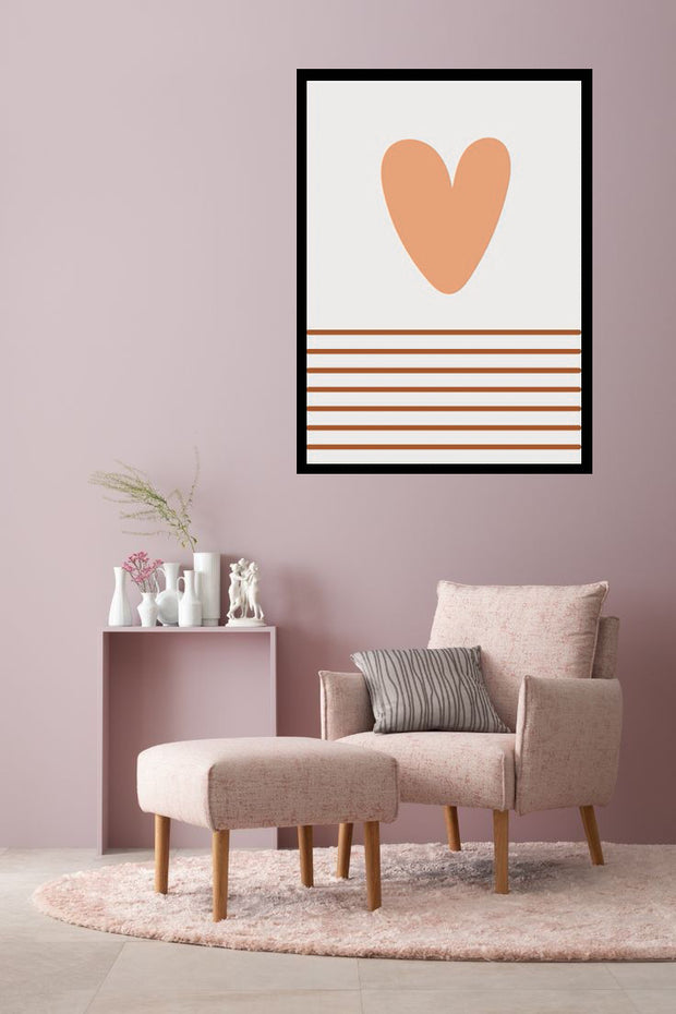 TERRACOTTA MID CENTURY ABSTRACT WALL ART WITH GLASS-SINGLE