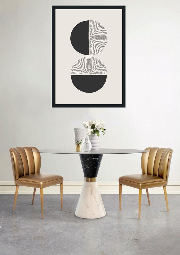 MINIMALISTIC CIRCULAR PATTREN LINE BOHO ART FRAME WITH GLASS- SINGLE