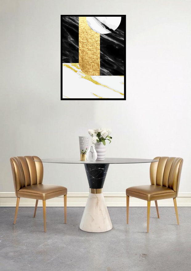 FADDISH ABSTRACT PICTURE FRAME IN BLACK, WHITE AND BEIGE WITH GLASS-SINGLE