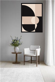 MINIMALISTIC CIRCLE SQUARE GEOMETRIC ART FRAME WITH GLASS-SINGLE