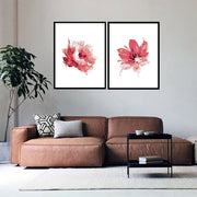 RED ROSE FLOWERS BOTANICAL PICTURE FRAMES WITH GLASS- SET OF 2 (2) By Alexander A. Parks