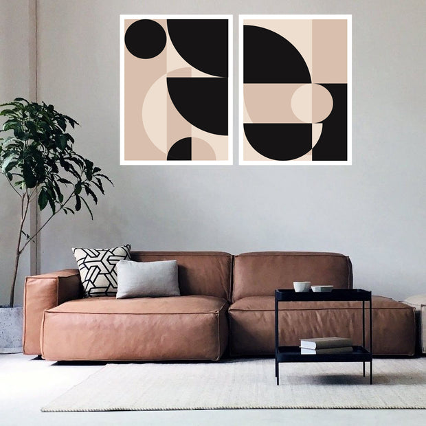 ALL OF SHAPES MINIMALISTIC ABSTRACT ART FRAMES WITH GLASS- SET OF 2