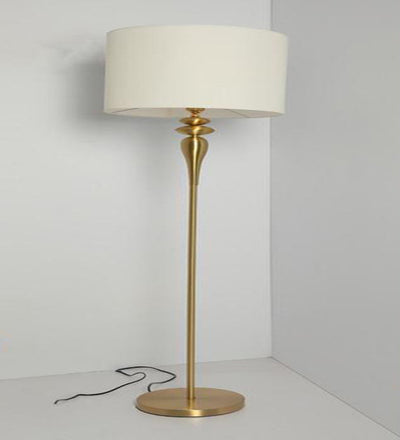 DAPPER ANTIQUE BRASS FLOOR LAMP IN WHITE