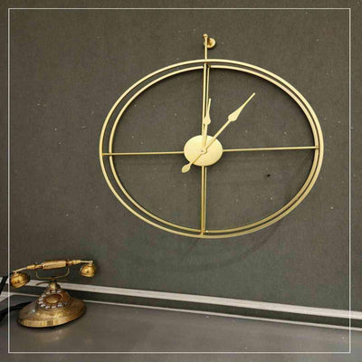 STYLISH GOLDEN ROUND WALL CLOCK