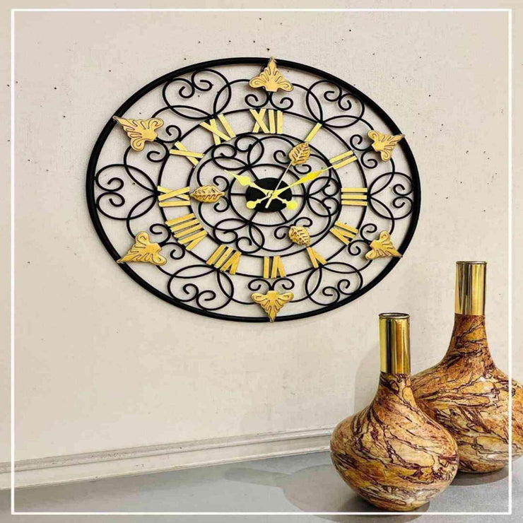 ANTIQUE BLACK GOLDEN CAMBER TRINKET WALL CLOCK