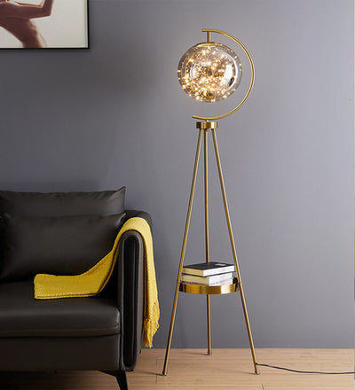 CONVENTIONAL GOLDEN METAL FLOOR LAMP