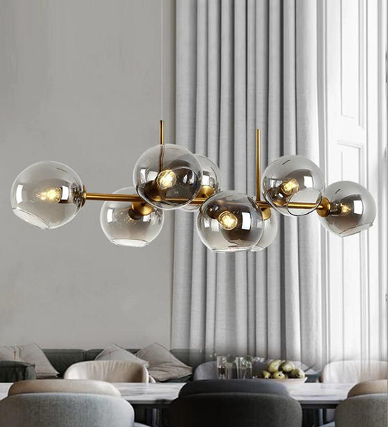 CONCRETENESS CHECK SILVER GLASS BRASS CHANDELIER