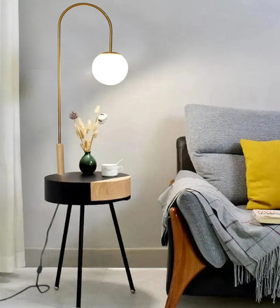SPORADIC ANTIQUE BRASS PLUS BLACK FLOOR LAMP