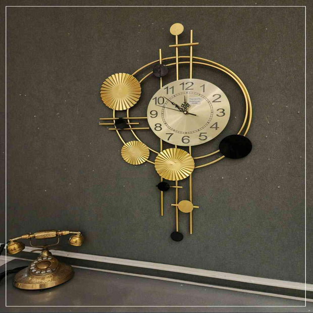 BLACK & GOLDEN METAL WALL CLOCK