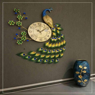 PEACOCK SHAPED ANTIQUE METAL WALL CLOCK-1
