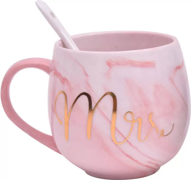 ENCHANTING MR. & MRS. CERAMIC COFFEE MUGS GIFT SET