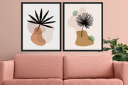 BOTANICAL MINIMALISTIC LEAVES PICTURE FRAMES WITH GLASS- SET OF 2 (2)