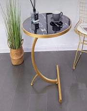 VINTAGE ROUND METALLIC SIDE TABLE