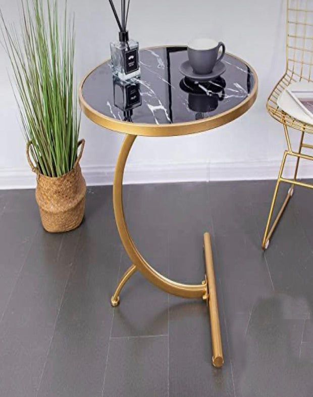VINTAGE ROUND METALLIC SIDE TABLE